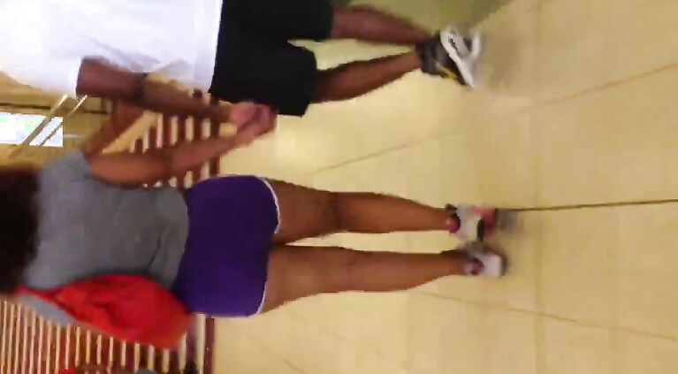 Amazing cute huge ebony butt in tiny shorts
