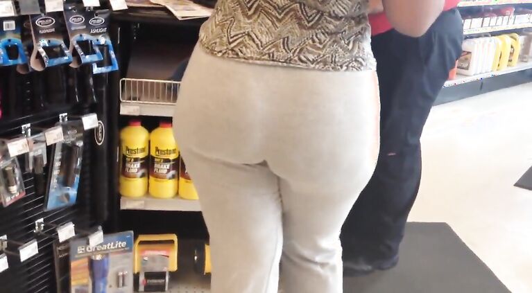 Huge Ebony Butt in Auto store